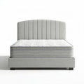 Gray upholstered bed frame with mattress included 190 x 140 x 50cm