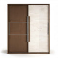 Sliding door wardrobe with wood and stone finish dimensions 200 x 200 x 180cm