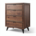 Wooden chest of drawers with four storage compartments in walnut finish 80 x 40 x 100cm