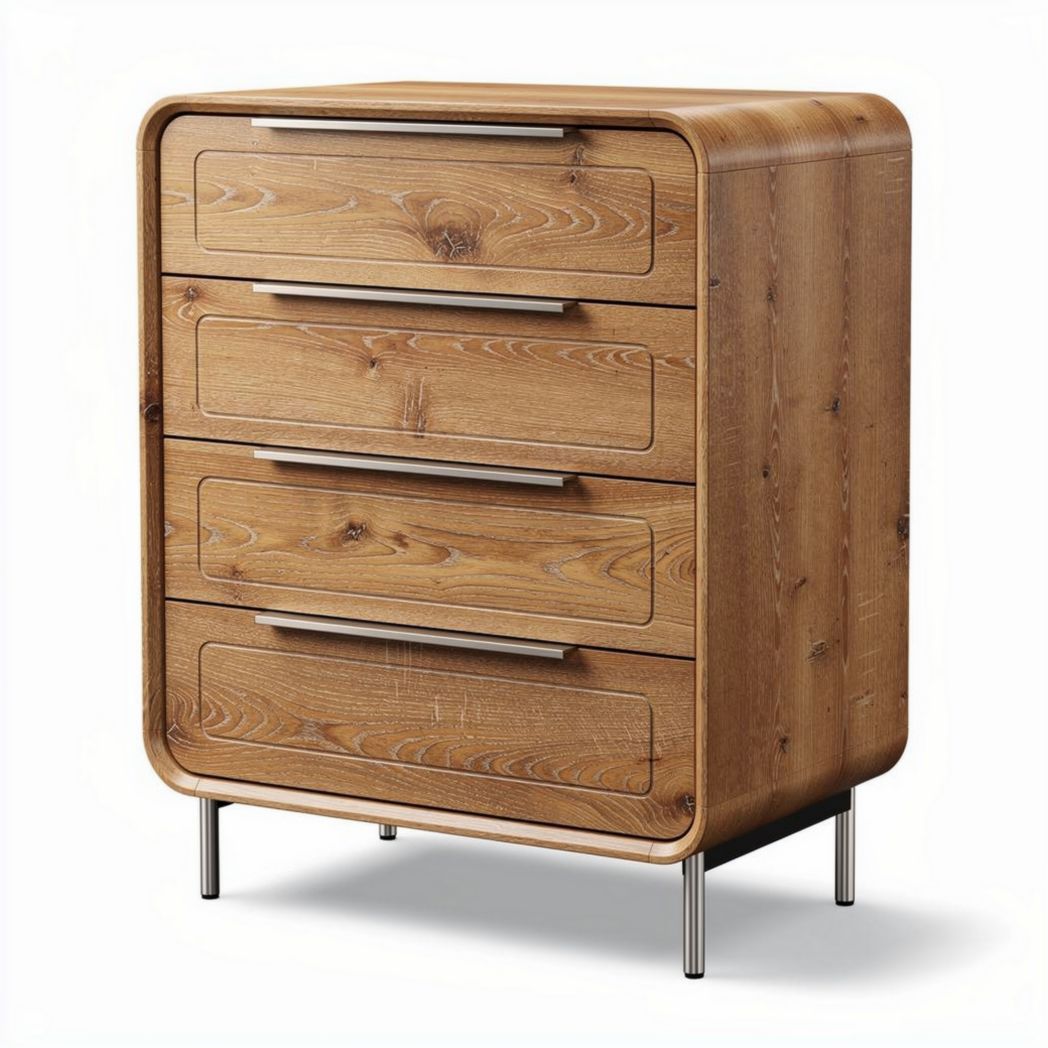 Wooden dresser with four drawers and metal handles 80 x 50 x 90cm