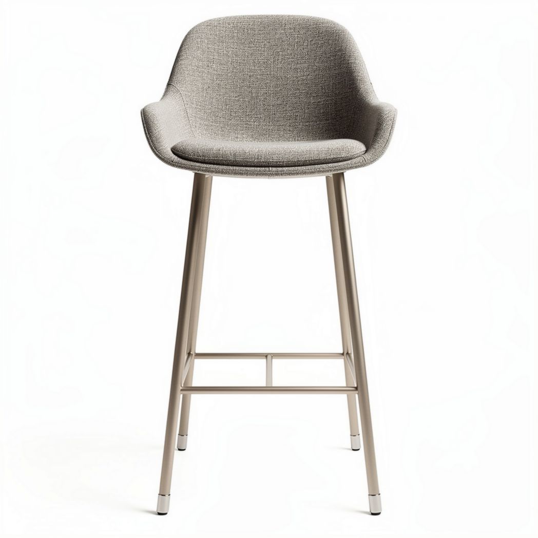 Fabric bar stool with metal legs in light gray 45 x 45 x 100cm