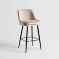 Bar height stool with upholstered seat and metal legs in gold finish