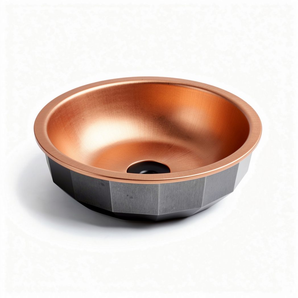 Copper bathroom sink with hammered finish 30 x 30 x 10cm for modern decor