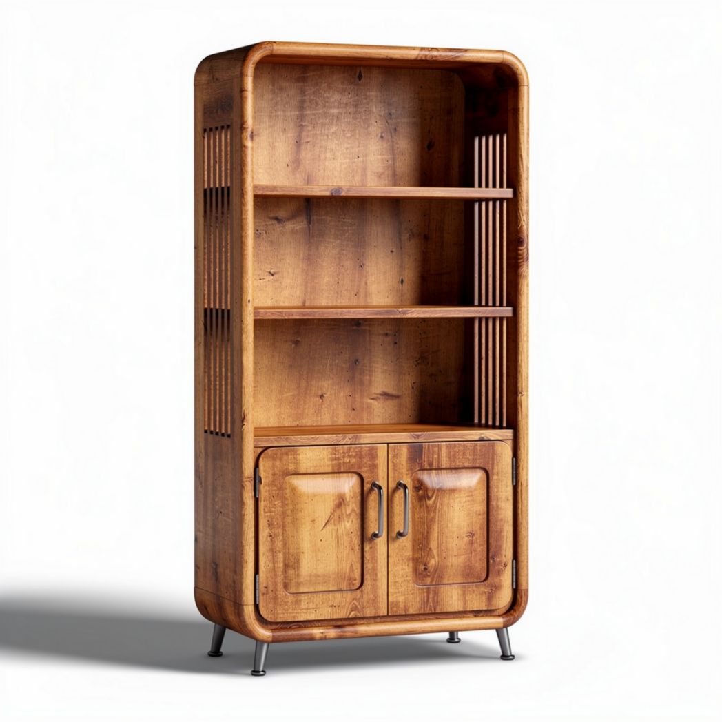 Wooden bookshelf with storage cabinet and four adjustable shelves 80 x 40 x 160cm