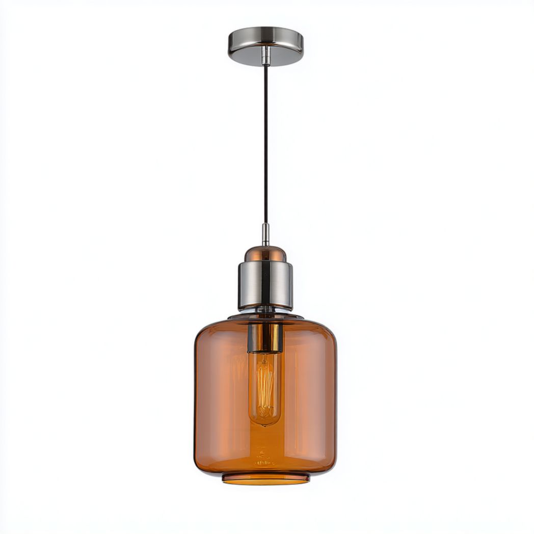 Glass pendant light fixture in black finish 20 x 20 x 50cm for modern interiors