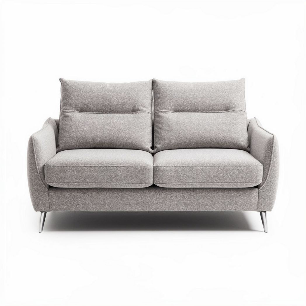 Striped fabric two-seater sofa in beige color with compact design 200 x 90 x 80cm