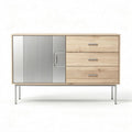 Wooden sideboard with metal accents and storage drawers 150 x 40 x 75cm