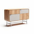 Modern wooden sideboard with four compartments and metal legs 120 x 45 x 75cm