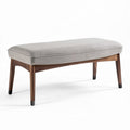 Upholstered storage bench with walnut legs in light gray fabric 120 x 40 x 45cm